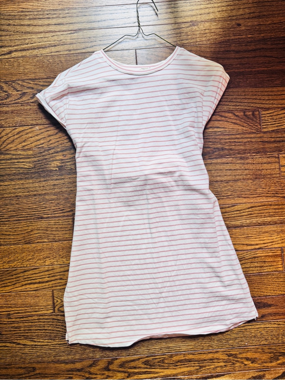 Hayden White Tee Dress with Pink Stripes